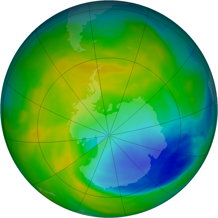 Antarctic ozone map for 06 November 2013